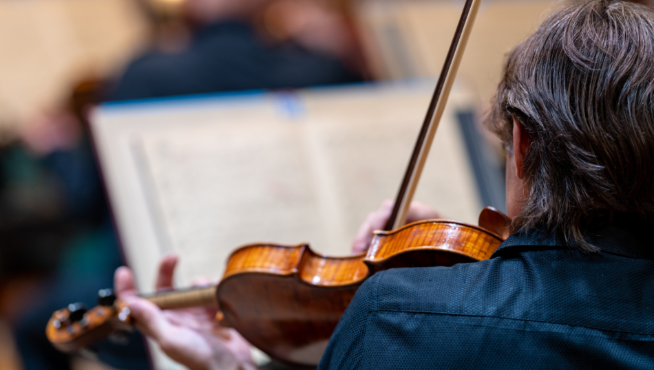 personne jouant du violon au philharmonie de paris.